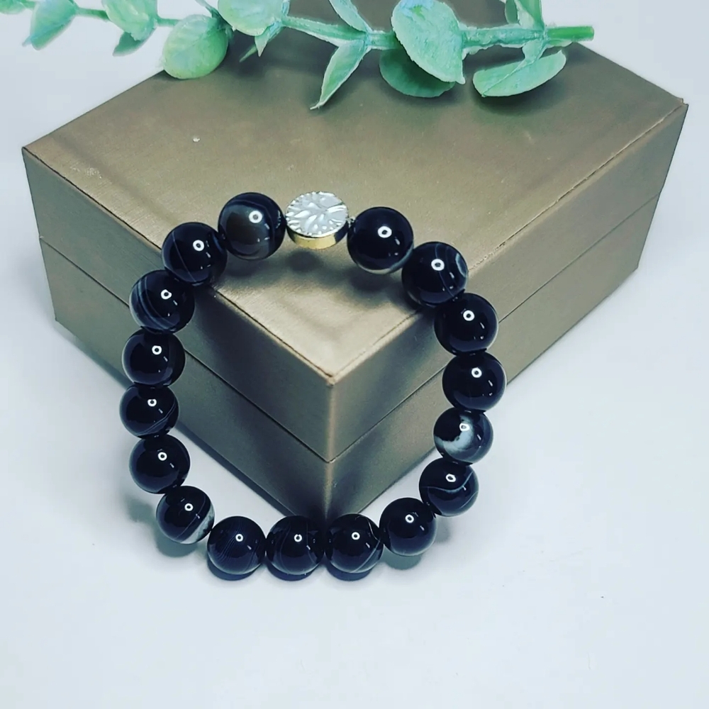 Black agate tree Of life bracelet